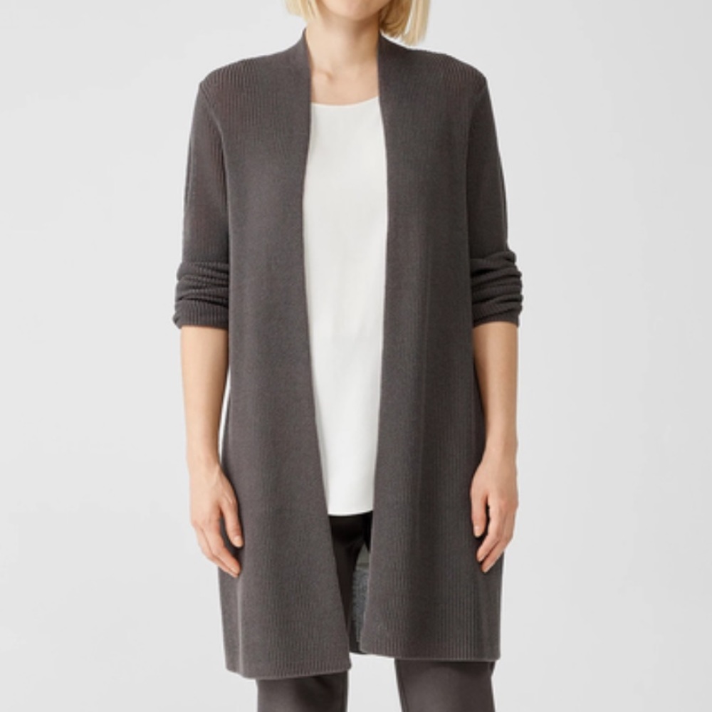 Eileen Fisher Long Gray Cardigan